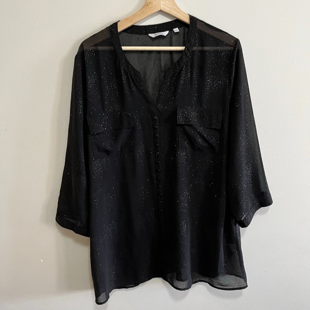 Reitmans Sheer Chiffon Blouse Sz XXL 3/4 Sleeve